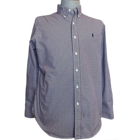 Ralph Lauren Men’s Classic Fit Button Down Shirt Sz. L Red/White/Blue Plaid - Picture 9 of 13